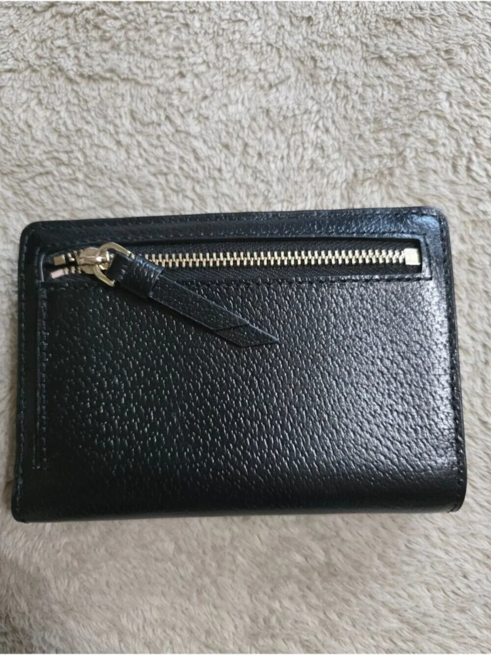 Kate Spade Small Bifold Wallet Black Textured Leather